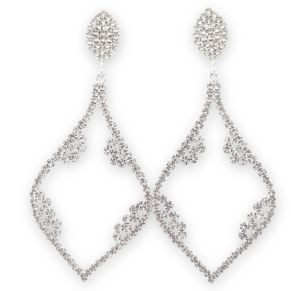 Simulated Crystal Dangle Earrings, Tear Drop/ Kite Shaped Bridal Earrings